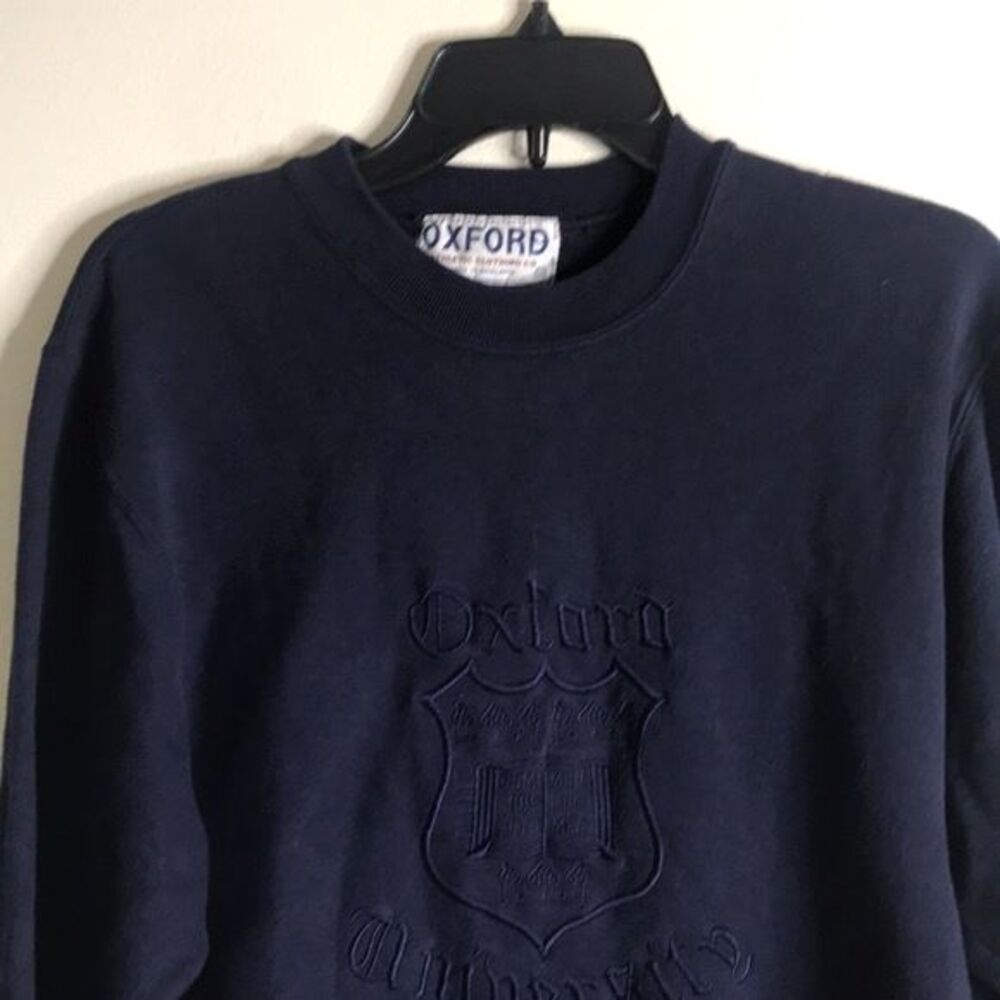 Vintage Oxford university navy blue pullover sweater unisex size small - Picture 2 of 11